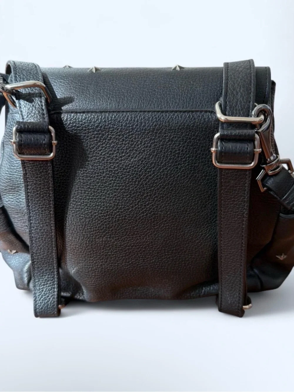 Black Star-Studded Leather Backpack
